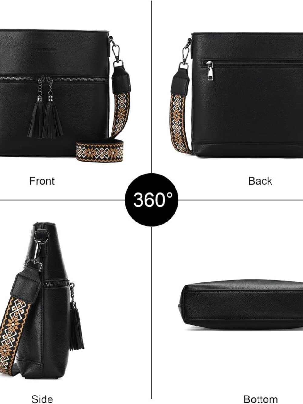 Crossbody Bags For Women Multi Zipper Pockets Shoulder Handbags Lightweight Medi View 6